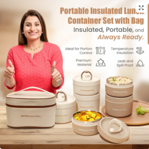 4 pcs portable insulated lunch container set with bag
